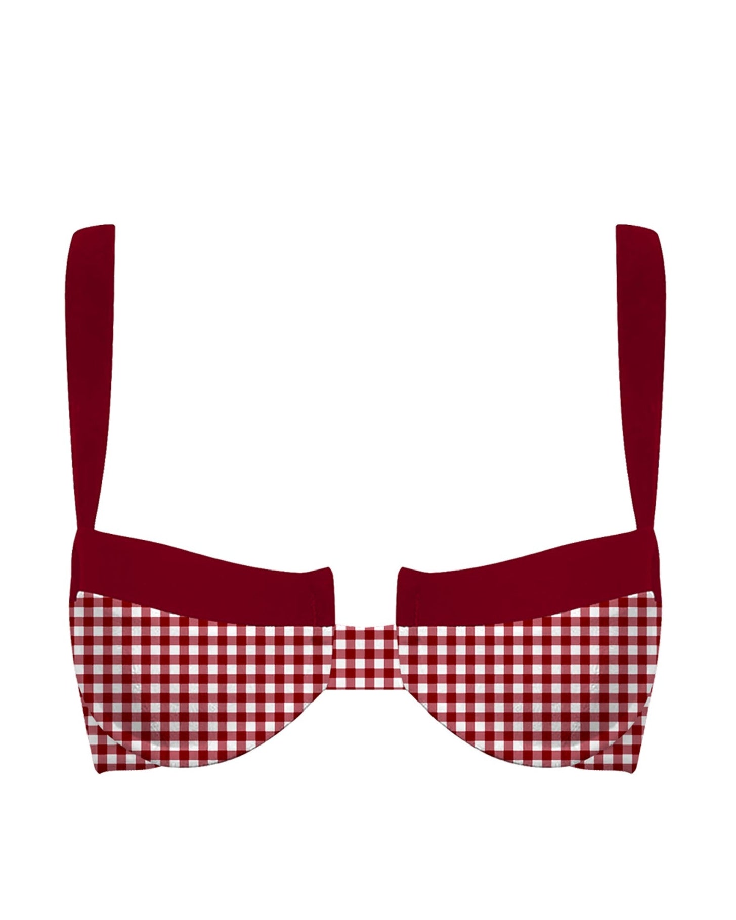 Checkered Bikini Top in Dark Red